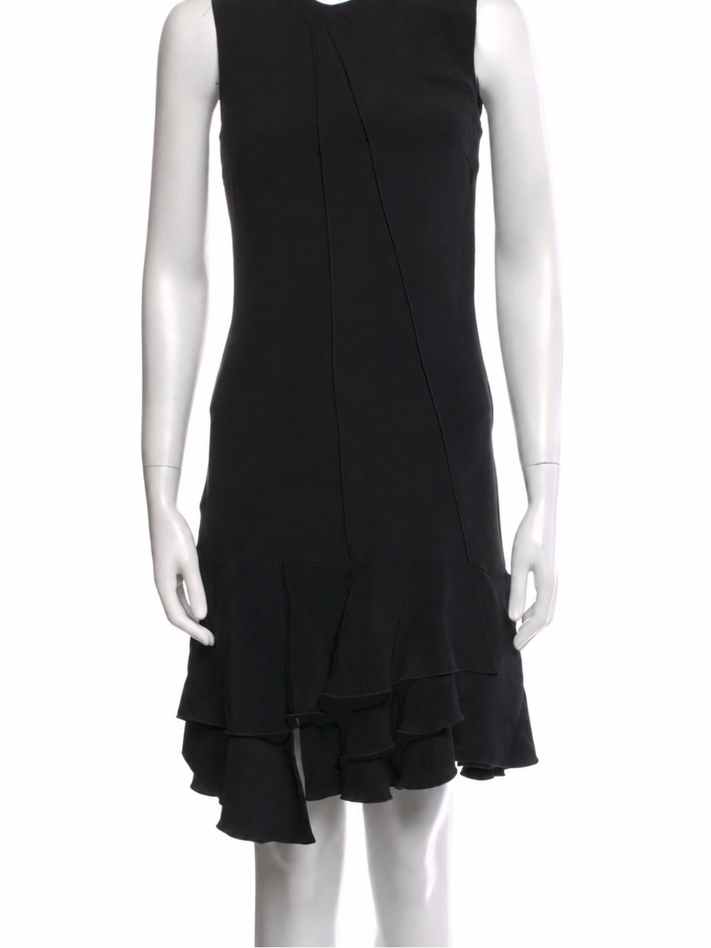 Emilio Pucci Black  Silk Sleeveless Ruffle Hem Mini Dress, size XS, like new